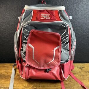 Rawlings Baseball Softball Bat Backpack Equipment Bag Red Gray‎ Youth Adult